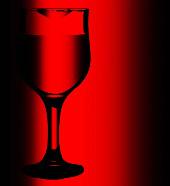 ルビーのような赤の背景に口紅のマークを持つワイングラス — ストック写真