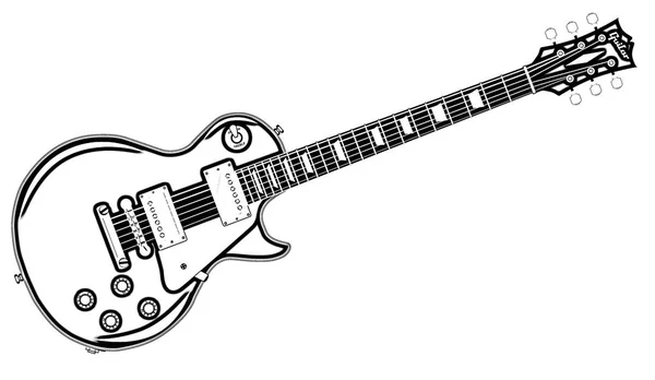 Guitarra Definitiva Rock Roll Contorno Isolado Sobre Fundo Branco — Fotografia de Stock