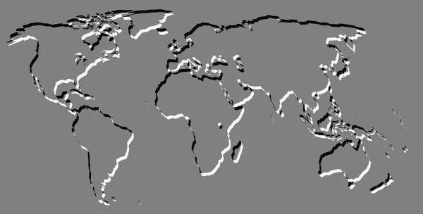 Map World Black Whiteembosed Style — Stock Photo, Image