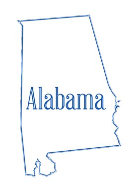 Beyaz bir arka plan üzerinde Alabama Eyalet harita anahat