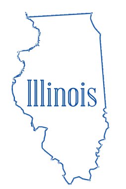 Beyaz bir arka plan üzerinde ABD Illinois Eyaleti'nde anahat Haritası