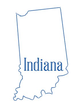 Indiana Eyalet boyunca beyaz anahat Haritası