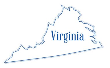 Virginia Eyalet haritası üzerinde beyaz anahat