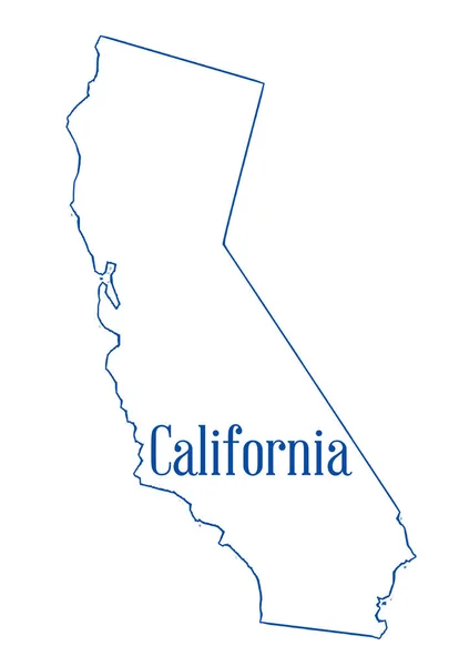 白底加利福尼亚的州地图轮廓 — 图库照片