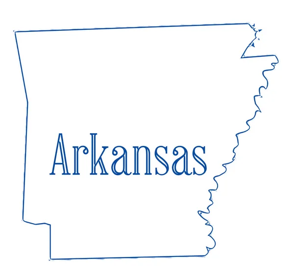 Schema Della Mappa Stato Dell Arkansas Sfondo Bianco — Foto Stock