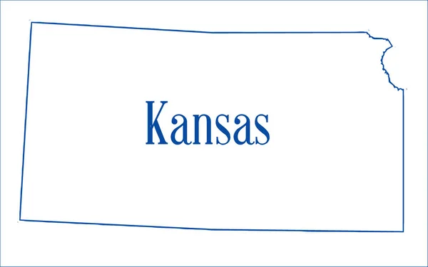 Outloine Mapa Státu Kansas Ovr Bílé — Stock fotografie