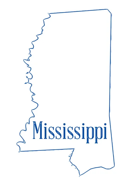 Mapa Estado Mississippi Sobre Fundo Branco — Fotografia de Stock