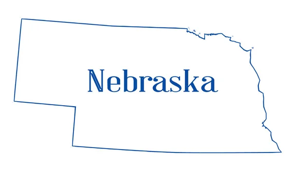 Esquema Del Estado Estadounidense Nebraska Sobre Fondo Blanco — Foto de Stock