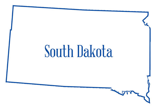 Outline map of the state of South Dakota isolated