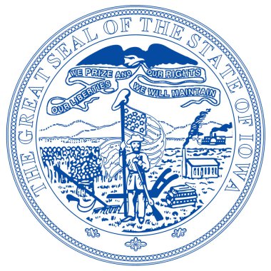 The great seal of the state of Iowa over a white background clipart