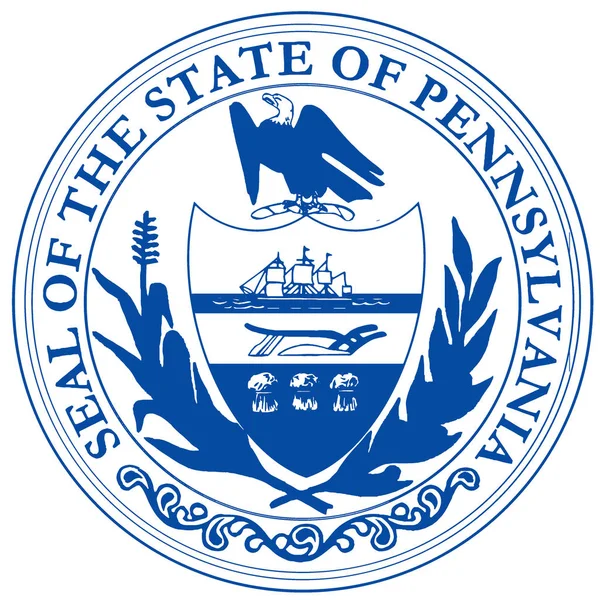 Grande Selo Estado Dos Eua Pensilvânia Sobre Fundo Branco — Fotografia de Stock