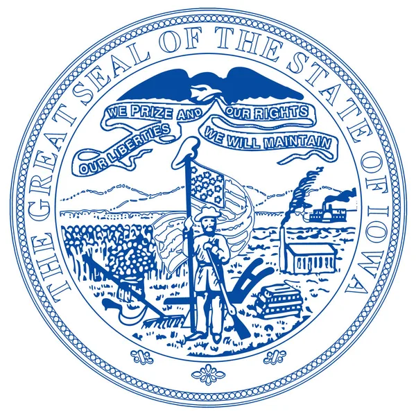 Das Große Siegel Des Staates Iowa Auf Weißem Hintergrund — Stockfoto