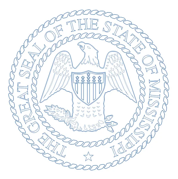 Герб Єднаних Steas Американський Державний Міссісіпі Ізольовані Білому Фоні — стокове фото