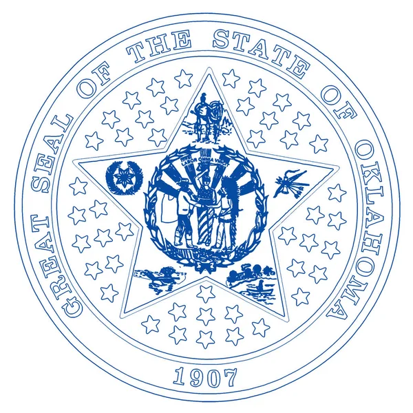 Selo Estatal Estado Oklahoma Sobre Fundo Branco — Fotografia de Stock