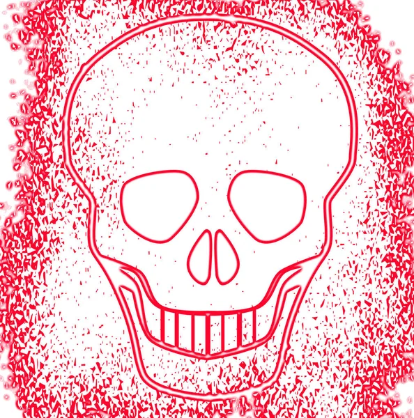 赤背景にグランジ効果で人間の頭蓋骨 — ストック写真