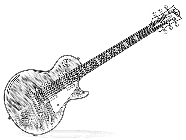 Definitive Rock Roll Guitar Black Outline Isolated White Background — Stock Photo, Image