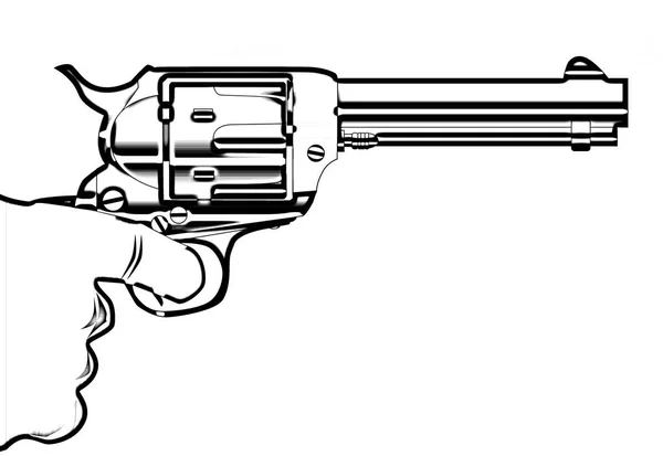 Revolver Pistol Being Held Outline Drawing — Stock Photo, Image