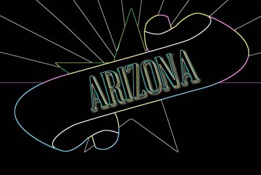 Arizona 'da eyalet müfrezesinin bayrağını taşıyan bir parşömen.