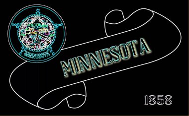 Minnesota 'da devletin bayrağını taşıyan bir parşömen.