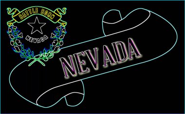 Nevada 'da eyalet müfrezesinin bayrağını taşıyan bir parşömen.