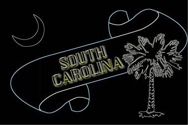 Üzerinde eyalet müfrezesinin bayrağı olan Carolina metni olan bir parşömen.