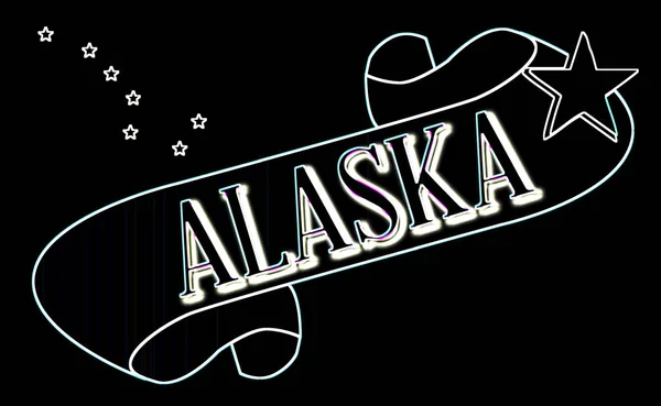 Skriftrulle Med Texten Alaska Med Statens Flagga Detalj — Stockfoto