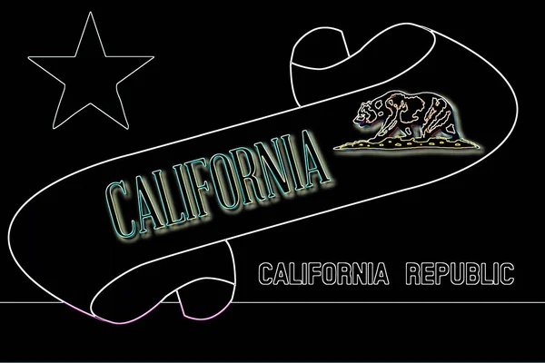 Zwój Tekstem Kalifornia Flagą Stanu — Zdjęcie stockowe
