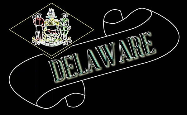 Zwój Tekstem Delaware Flagą Państwa Szczegółowo — Zdjęcie stockowe
