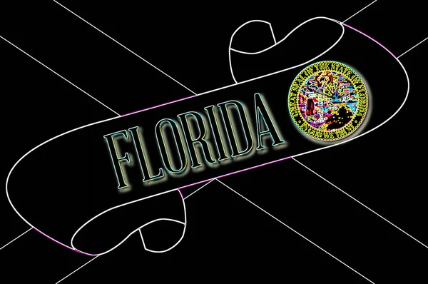 Zwój Tekstem Floryda Flagą Stanu — Zdjęcie stockowe
