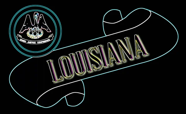Svitek Textem Louisiana Vlajkou Státu Detail — Stock fotografie