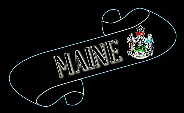 Een Scroll Met Tekst Maine Met Vlag Van Staat Detail — Stockfoto