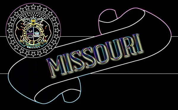 Rouleau Avec Texte Missouri Avec Drapeau État Détail — Photo
