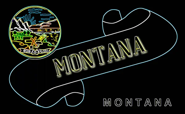 Scroll Text Montana Flag State Detail — Stock Photo, Image