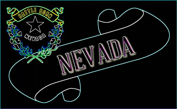 Zwój Tekstem Nevada Flagą Państwa Szczegółowo — Zdjęcie stockowe