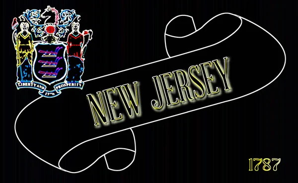 Pergamino Con Texto Nueva Jersey Con Bandera Del Detalle Del —  Fotos de Stock