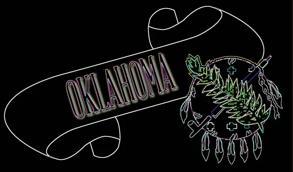 Svitek Textem Oklahoma Vlajkou Státu Detail — Stock fotografie