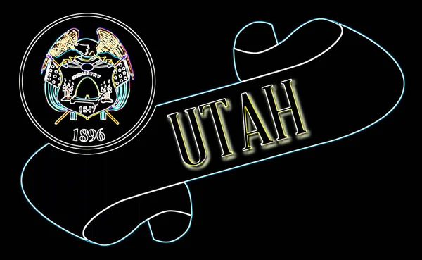 Zwój Tekstem Utah Flagą Stanu Szczegółowo — Zdjęcie stockowe