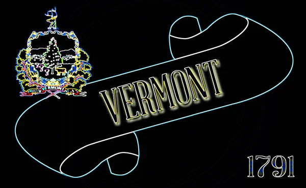 Pergaminho Com Texto Vermont Com Bandeira Detalhe Estado — Fotografia de Stock