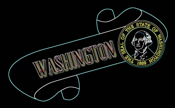 Scroll Text Washington Flag State Detail — Stock Photo, Image