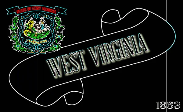 Rouleau Avec Texte Virginie Occidentale Avec Drapeau État Détail — Photo