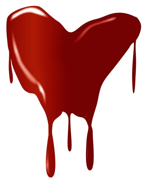 Ett Älskande Hjärta Doppas Het Röd Isolerad Vit — Stockfoto