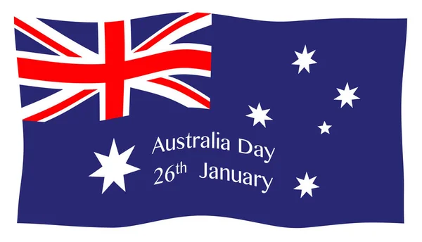 Australische Flagge Mit Dem Text Australia Day Januar Weht Wind — Stockfoto