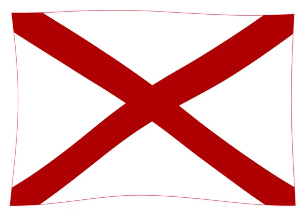 Die Fahne Der Vereinigten Staaten Stae Alabama Weht Wind — Stockfoto