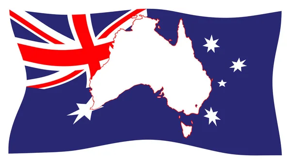 Flag Australia Map Inset Waving Wind — Stock Photo, Image
