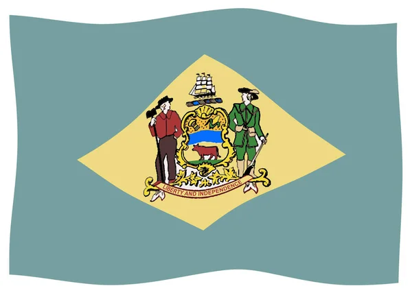 Bandera Del Estado Estados Unidos Delaware Ondeando — Foto de Stock