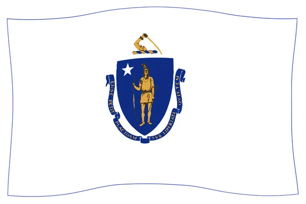 Bandera Del Estado Massachusetts Ondeando — Foto de Stock