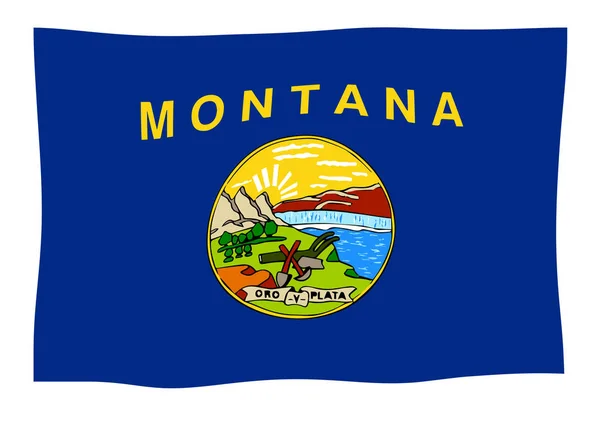風になびかせてアメリカ合衆国モンタナ州の州旗 — ストック写真