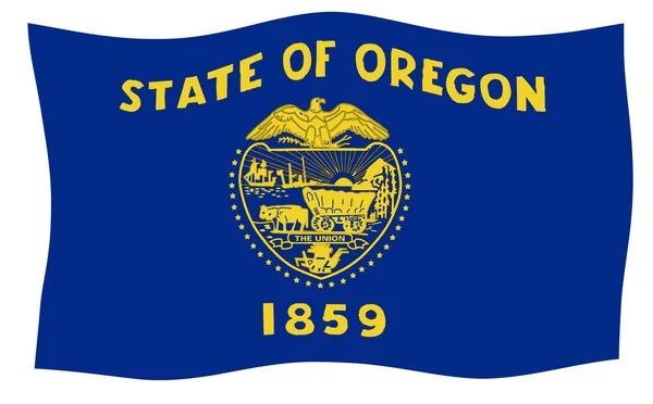 Illustration Den Delstaten Oregon State Flagga Vajande — Stockfoto