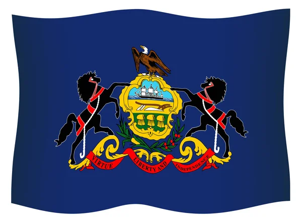 Flaga Stanu Usa Stanu Pensylwania Macha Wiatr — Zdjęcie stockowe