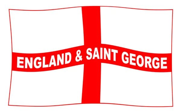 Bandera Inglaterra San Jorge Con Texto Ondeando — Foto de Stock